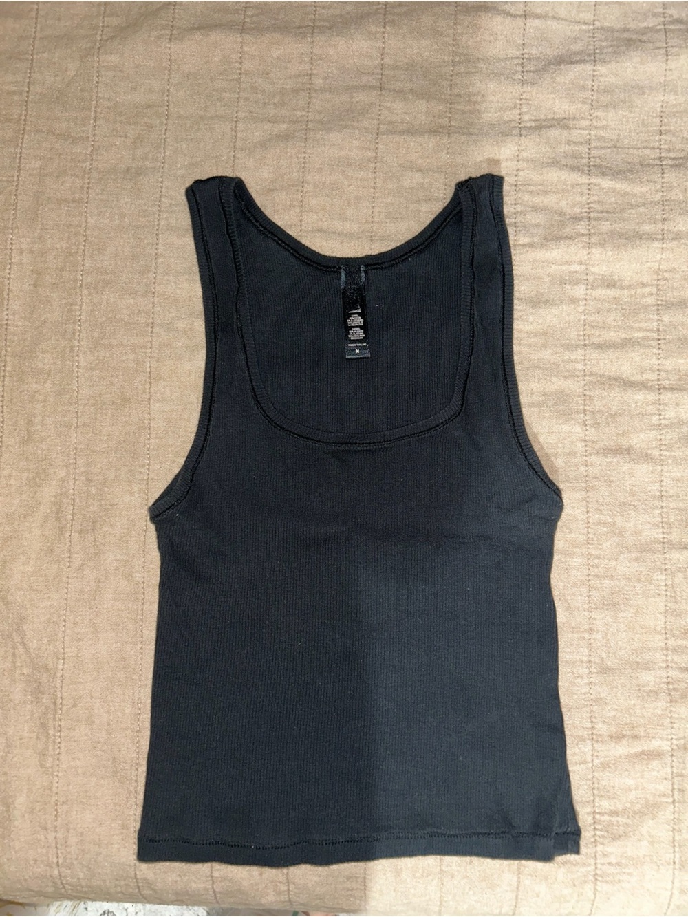 Skims Classic Black Ribbed Tank Top
